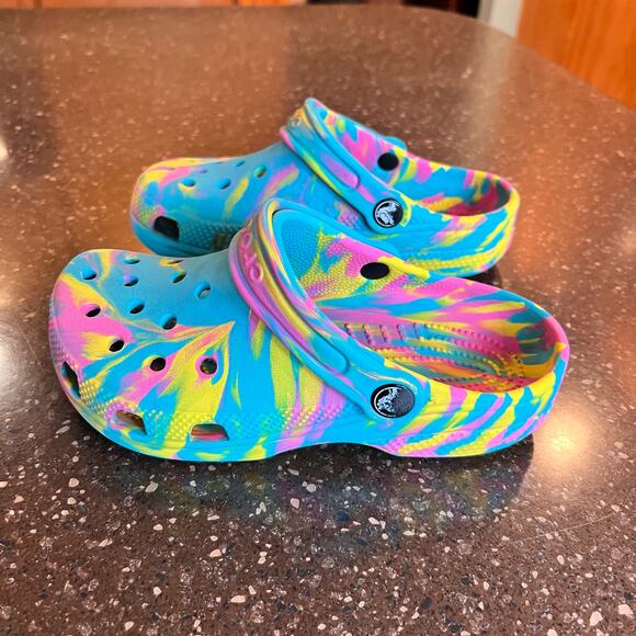 Crocs Kids Classic Marbled Clog Size J 3 Tie Dye Shoes - Picture 7 of 11